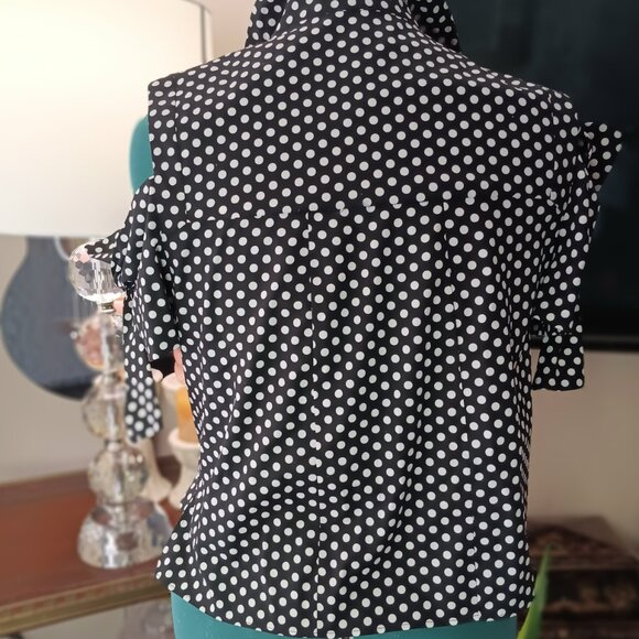 2 For $30 MILLY BLOUSE  S POLKA DOT COLD SHOULDER COTTON PARISIAN BLOUSE 8 - Picture 11 of 11